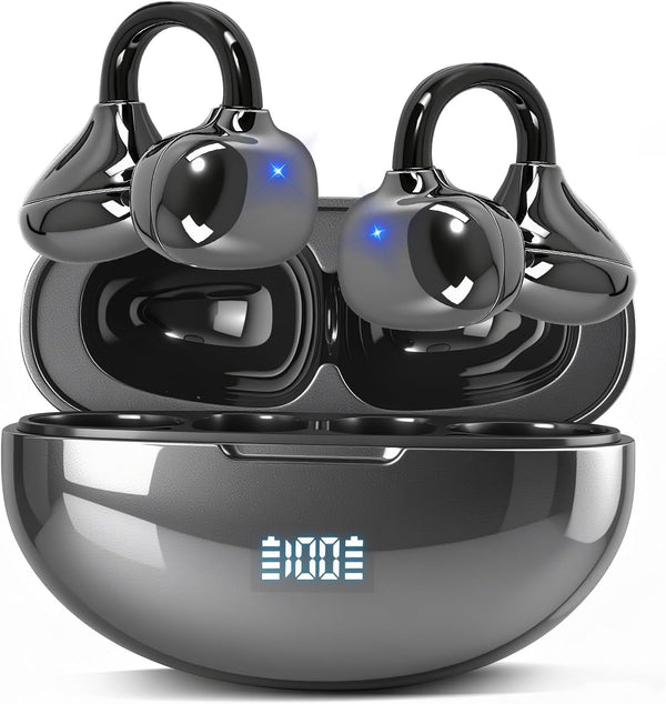 SHIJIAET Pearl Clip Ear Open Earbuds, Bluetooth 5.4 Headphones, IPX7 Waterproof Headsets, Clip