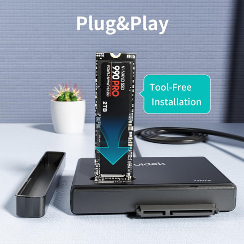 M.2 NVMe SSD Enclosure Adapter, Type-C 10Gbps to M.2 and SATA Hard Drive Reader, Compatible with M Key Sizes