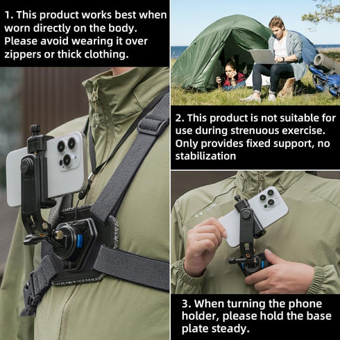SOH Mingying 17/16/15/14 Upgraded Magnetic Phone Chest Strap Harness Mount, Magnetic Phone Chest Mount Harness Strap