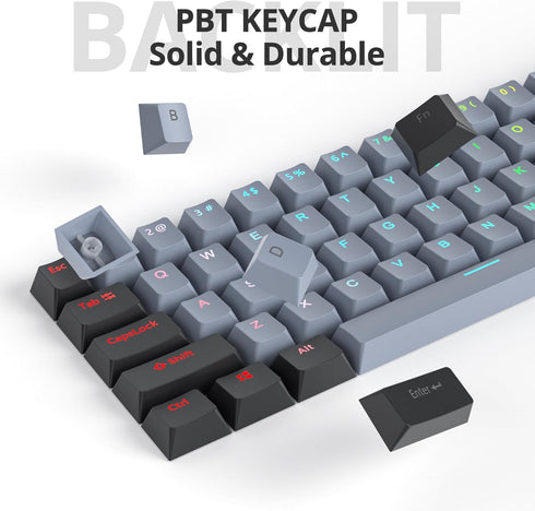 Guffercty kred 61-Keys PBT 60% Keycaps 60 Percent Shine-Through OEM Profile Keycaps Backlit US Layout for 60% Mechanical Keyboard (61 Grey Black) by Guffercty kred
