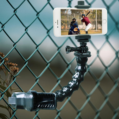 Suptig Phone Holder Desk Gooseneck Mount, Cell Phone Clamp Clip for Pole, Compatible with iPhone 14 Plus and Other