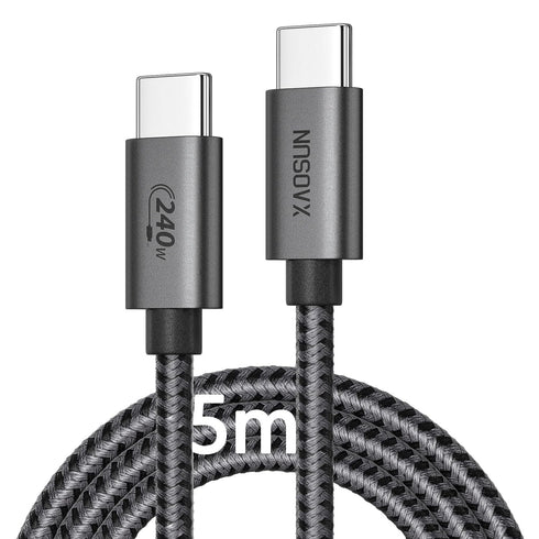 XAOSUN USB C to USB C Cable (240W 16FT), Fast Charging Cable for iPhone 15, MacBook Pro/Air, Samsung Galaxy S23, Pixel