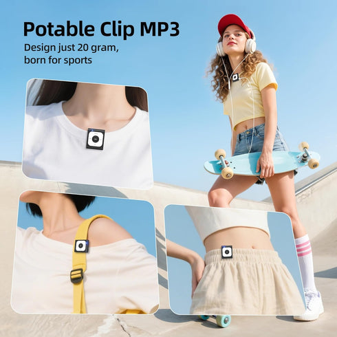 AGPTEK 64GB MP3 A53PL Clip Player with Bluetooth, Portable Music Player with FM Radio, Shuffle, No Phone Needed