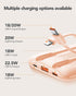 Mini Portable Charger 10000mAh with Built-in Cables, 22.5W Fast Charging Power Bank USB-C, Slim Battery Pack for