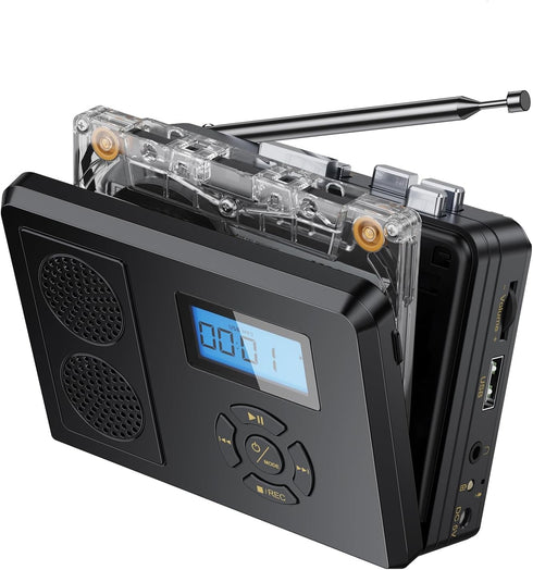 Hernido Cassette Player/MP3 Portable Tape Player, FM Radio/USB Digital Converter, Built-in Dual Stereo Speaker