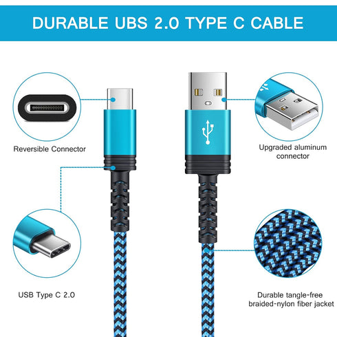 6FT Fast Charging C Charger Cable Type C Car Android Phone Charger for Moto G Stylus/Play/Power, Samsung Galaxy