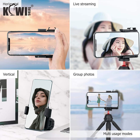 KIWIFOTOS Phone Tripod Mount, Camera Grip Handle Holder with Bluetooth Shutter for iPhone 14 15 Samsung