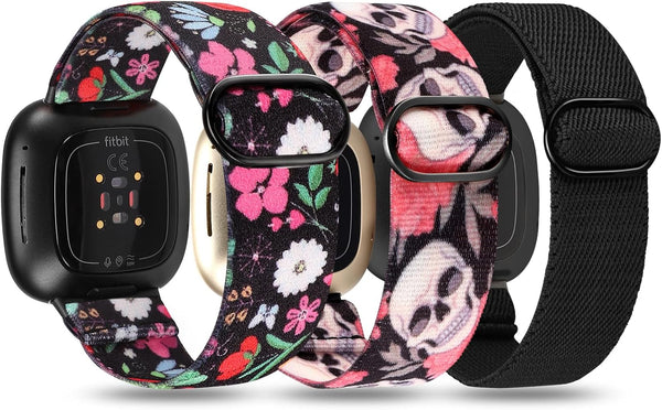 TOYOUTHS Elastic Adjustable Nylon Fabric Strap for Fitbit Sense/Sense 2/Versa 3/Versa 4 Bands, Women Men Scrunchies