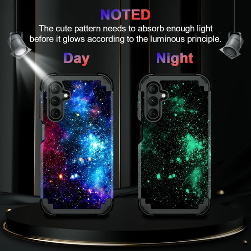Miqala Galaxy A15 5G Case, Blue Glow in The Dark Heavy Duty Shockproof Full Body Protection
