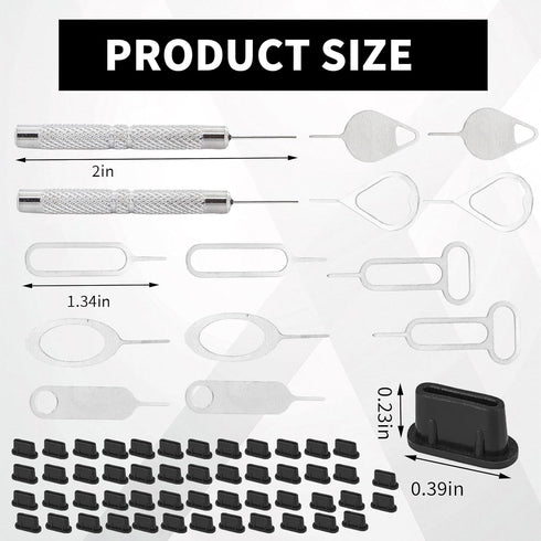 Xorim 16 50 PCS Sim Card Removal Tool, Sim Ejector Tool, Comes with Pieces of Mobile Phone Dust Plugs Type-C Data