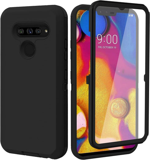 Annymall LG V40 Case, ThinQ Case with Built-in Screen Protector, Rugged Heavy Duty Cover
