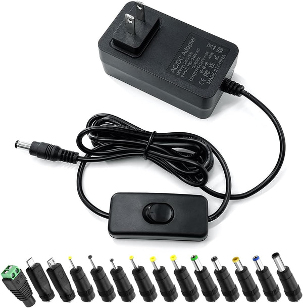 Gilivier 24V Power Supply AC Adapter DC 24V Power Cord 6.2FT with Switch
