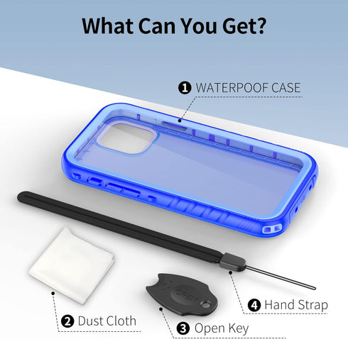 SPORTLINK Waterproof Case for iPhone 12 Pro, Rugged Shockproof Dustproof Full Body Screen Protector, Blue