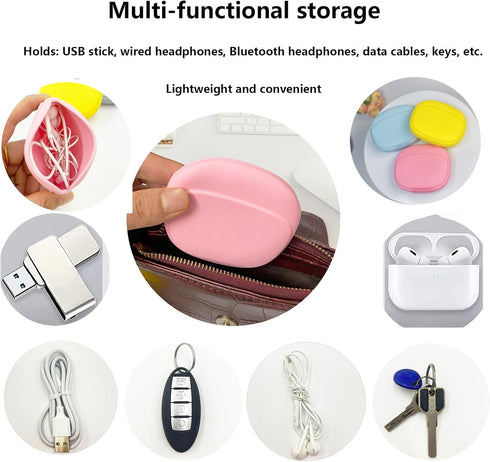 Silicone Headphone Organizer - Data Cable Storage Case - Mini Key Box - Portable Wired Headset Storage Bag (3PCS)