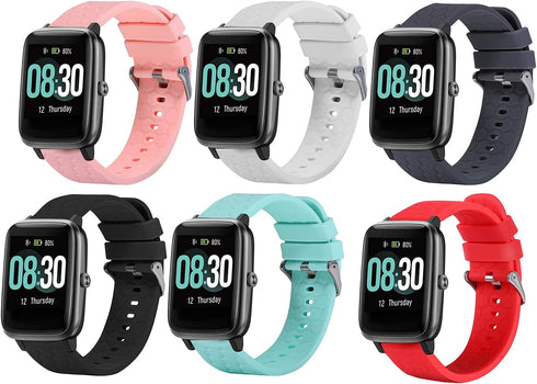 6-Pack Compatible with GRV FC1/FC5 19mm Smartwatch Bands for ID205L ID205S Replacement Soft Silicone Wristbands