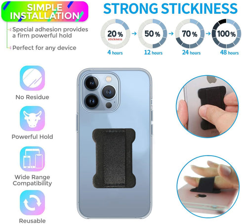 Phone Loop Finger Holder,Cell Phone Finger Grip Strap Holder for Hand, Ultra Thin Anti-Slip Cell Phone Grips Band Holder for Back of Phone Compatible with Most Smartphones (Black) - 3Pack