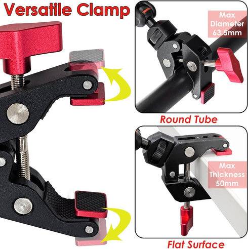 Socpuro 22" Magic Arm w Clamp Mount, Adjustable Overhead Phone Mount Stand, Articulating Friction Boom Arm w Thread