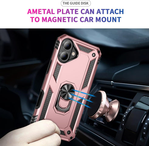 Ymyhyuxi 11 360 Heavy Duty Protective Case for iPhone with Rotatable Metal Ring Kickstand, Shockproof Rugged Armor