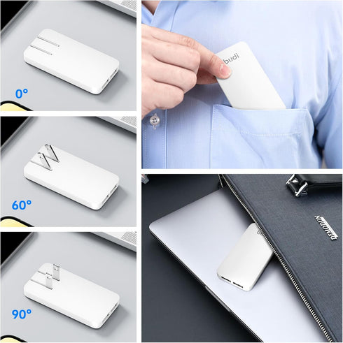 BUDI 17W Extra Slim Portable Wall Charger / 2-Port USB-A Wall Charger / Convenient Travel Accessories for iPad, iPhone