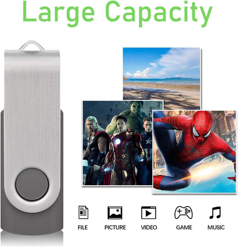 USB Flash Drive 8GB, 10 Pack Thumb Drives USB 2.0 Bulk Swivel Jump Drive with LED Indicator for Data Storage