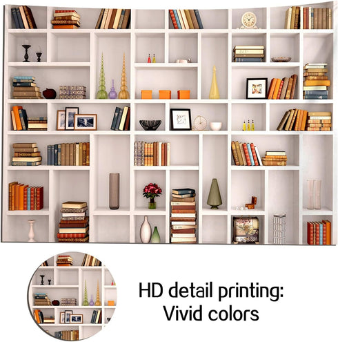 CGXINS (8X6 White Bookshelf Office Backdrop Photo Backdrop Video Conference Zoom Backdrop Home Office Decoration Banner