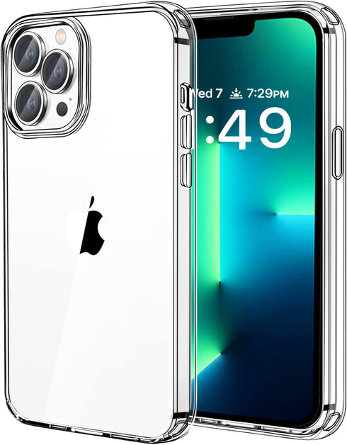 JJGoo Clear Case Compatible with iPhone 13 Pro, Transparent Shockproof Phone Case, Slim Anti-Scratch Hard PC Back Cover