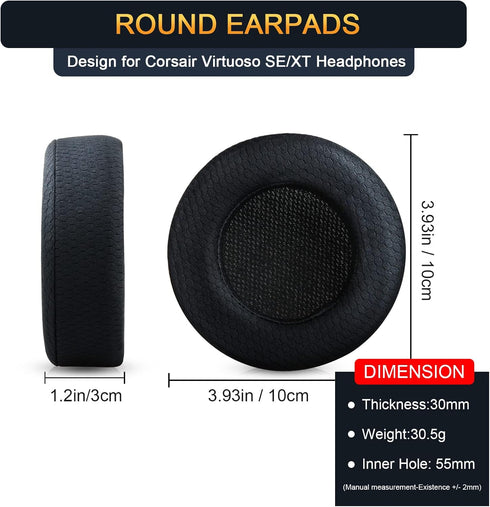 Upgraded Replacement Ear Pads Cushion for Corsair Virtuoso RGB Wireless SE XT Gaming Headset, Fabric Black