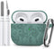 Flower Engraved Airpod Case for 3rd Generation with Cleaner Kit, Keychain, Silicone Cover for Women, Pine Green