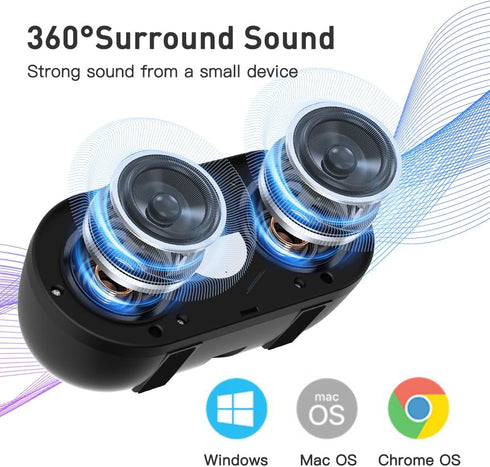 HONKYOB Speaker,360 USB Computer Speaker with Built-in Microphone, Mini Soundbar Speaker for Desktop Laptop PC, Plug