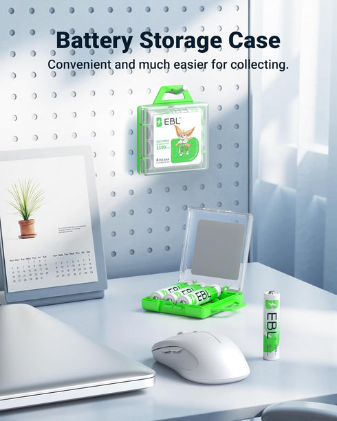 EBL 1100mAh 1.2V, 1200x (16 Pack) Rechargeable AAA Batteries with Camcorder Battery Charger, NiMH, Recharge up