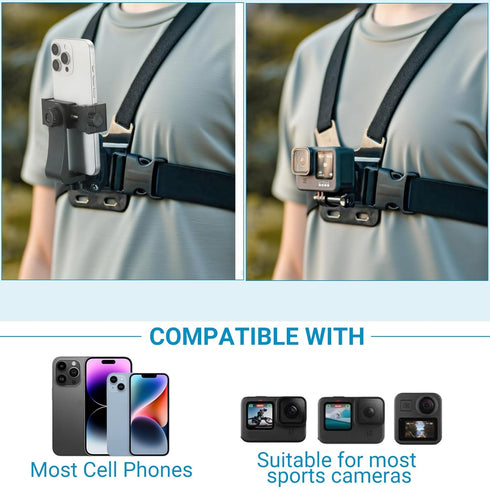 Generic Mobile Phone Chest Mount Harness Strap Holder Cell Phone Clip Action Camera POV for Samsung iPhone Plus etc