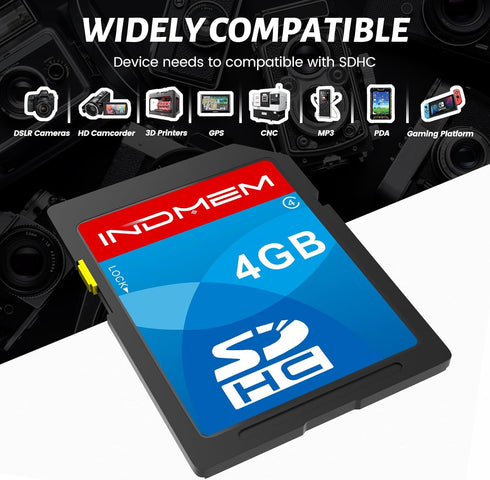 INDMEM SD Card 4GB, 8 Packs Class 4 Flash Memory Card, MLC Standard Secure Digital Cards for Camera