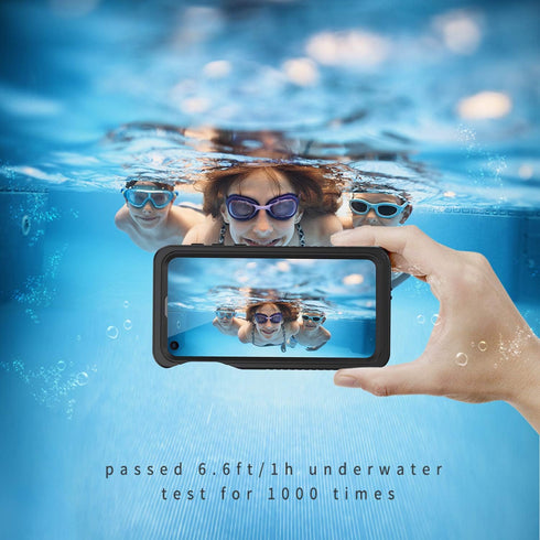 Lanhiem IP68 Waterproof Dustproof Case for Samsung Galaxy S10e, Heavy Duty Full Body Protective Clear Back Cover, Black