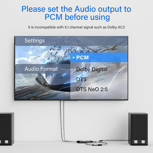 3.5mm 5 192kHz TV/PS4/DVD 2 Elecan Unidirectional Optical Male to AUX Female Audio Converter Cable Ft, DAC