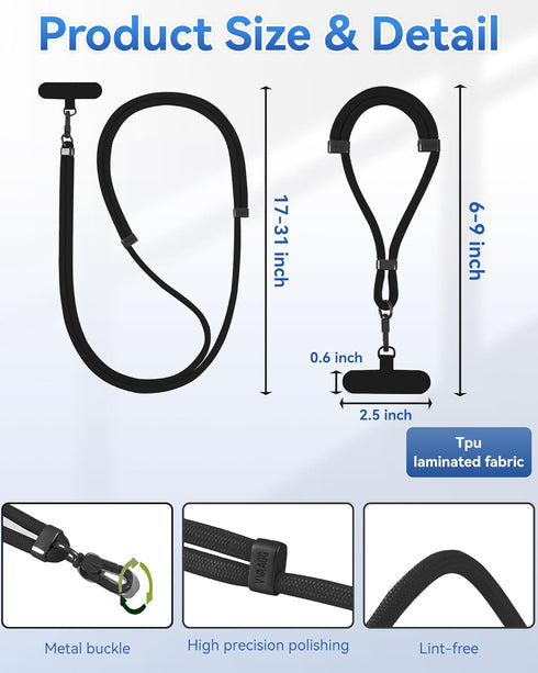 VVAAGG Cell Phone Lanyard for iPhone: Crossbody Phone Strap Adjustable Neck Wrist Strap Anti Theft Long Lanyard Travel