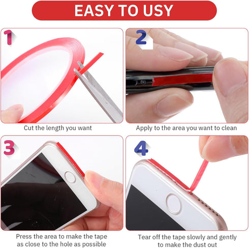 2 Pack Phone Speaker Cleaning Kit, Adhesive Dust Remover Stickers for Mobile Phone Hole Cleaning