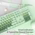 Fogruaden Green Keyboard and Mouse Wireless, Retro Typewriter Keyboard, 2.4GHz 104 Keys Full Size Cute Keyboard