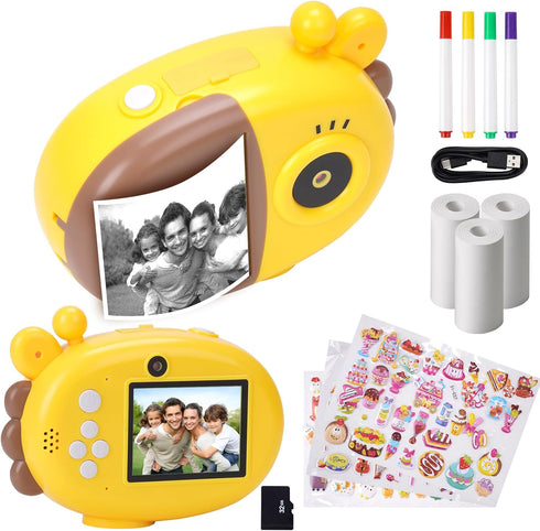 Instant Print Camera for Kids, 2.4 Inch HD Digital Video Camera, Selfie Camera for Age 3-12 with 32GB SD Card