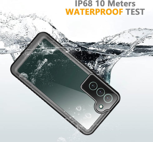 Temdan Waterproof Case for Samsung Galaxy S22, Built-in Screen Protector, Shockproof Dustproof Heavy Duty - Black