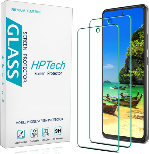 HPTech (2 Pack) Tempered Glass Screen Protector for Motorola Moto One 5G Ace, Anti Scratch, Bubble Free