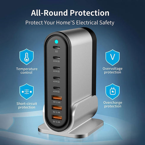 DENGWENQIANG 285W 8 17/16/15/14/13 USB C Fast Charger - GaN Port Fast Charging Station Tower Hub for Multiple Devices: