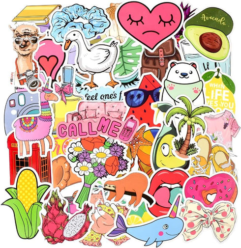 QTL Cute Waterproof Stickers for Girls Vinyl Packs for Water Bottles Hydro Flask Kids Teens 100Pcs