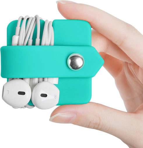 Cord Organizer Earbuds Holder - Earphone Wrap Winder for Headset, Headphone, Cable Management (Blue)