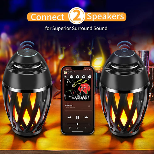 Flame Light Speaker, LED Flame Bluetooth Speakers, Outdoor Portable Stereo with HD Audio and Enhanced Bass
