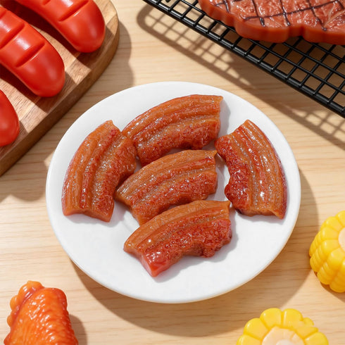 5pcs Vaguelly Realistic Food Props Meat Model Simulation Bacon Toy Lifelike Decoration