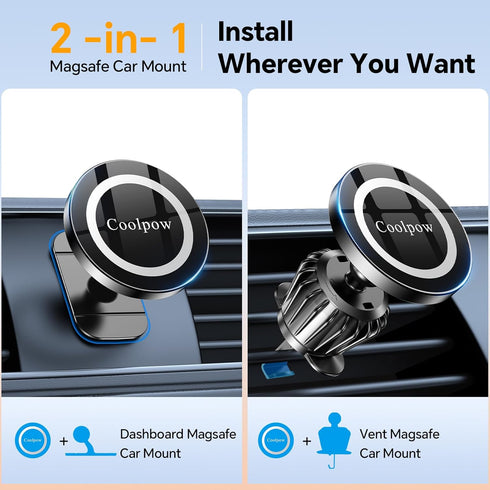 for iPhone MagSafe Car Mount Dashboard?Stronger Magnets? Magnetic Phone Holder for Car Dash?Hands Free ? Magsafe car Holder for Car Fit iPhone 15 14 13 12 Pro Max Plus Mini Mag Safe Case &Cell Phone