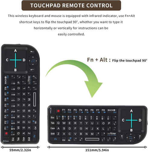 Gugxiom 2.4G Wireless Touchpad Keyboard, USB2.0 Mini Wireless Keyboard with 69 Backlight Keys and Touch Pad