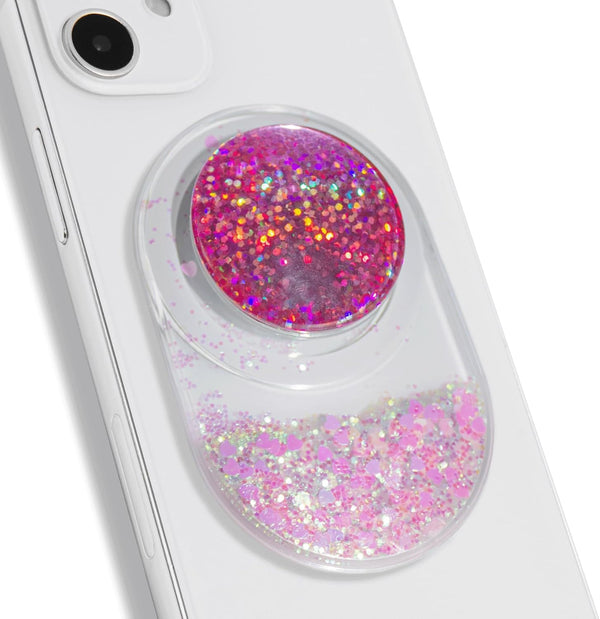 On The Grip Glitter Quicksand Phone Grip Oval MagSafe Compatible, Sparkling Liquid Design, Slim and