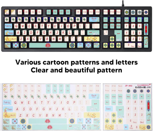 Vikye 2PCS/Pack 84 108 Universal English Keyboard Stickers, Frosted Surface Replacement Mechanical Keyboard Keyboard