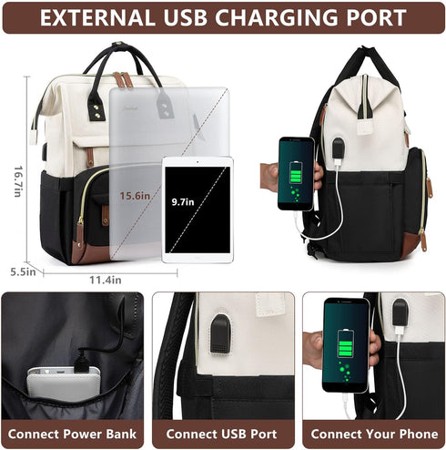 Backpack 15.6 inch Backpack Backpacks Backpack Focdod for Women Work Bags: Laptop Purse with USB Charger College